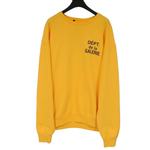 Gallery Dept. Mens French Logo Sweatshirt Medium Yellow Black Cotton Pull Over - Picture 2 of 8